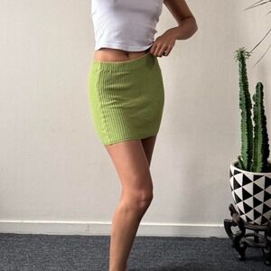 Chartreuse green stretchy mini skirt